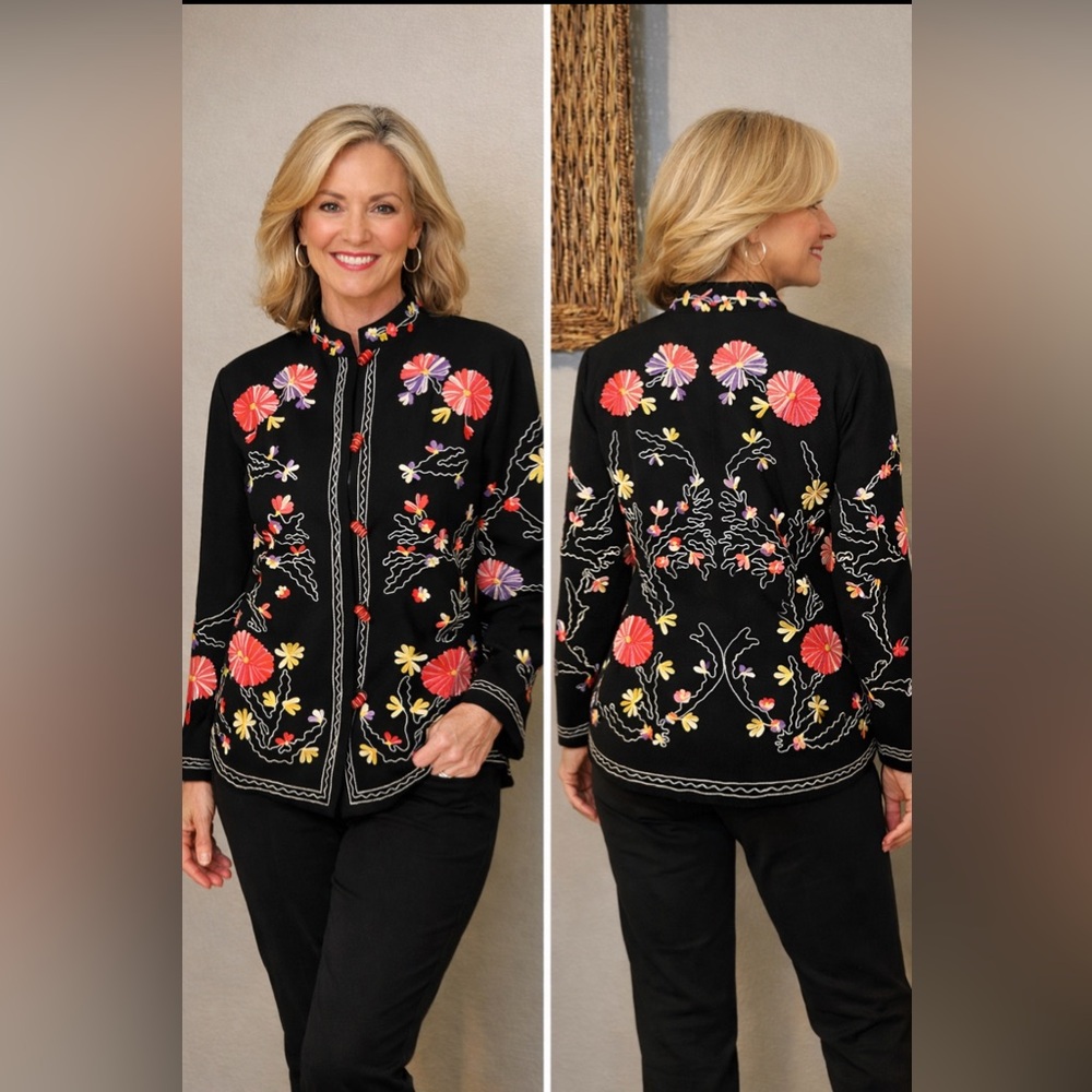 Drapers & Damons Embroidered Johnny Jacket PS Petite Small Was $250